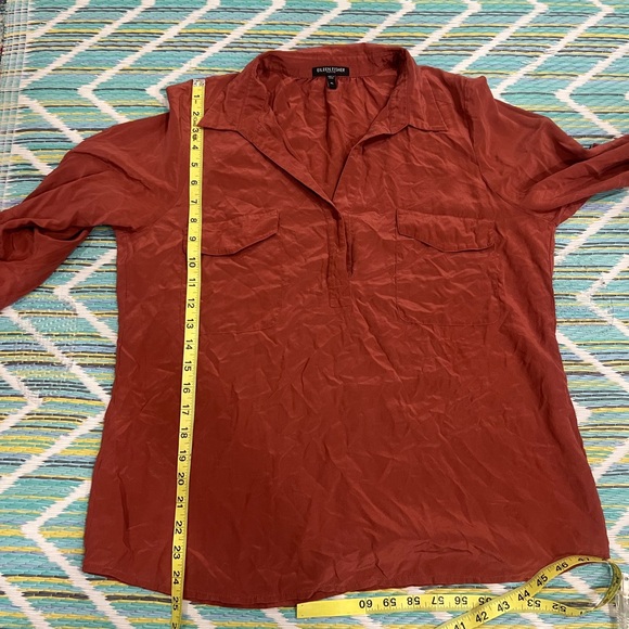 EILEEN FISHER 100% SILK LONG SLEEVE  BLOUSE/SHIRT/TOP  size petite large - Picture 5 of 7